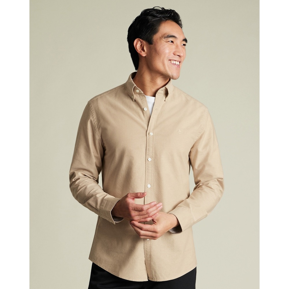 Banana Republic Factory Mens Oxford Slim Fit Button Down Shirt Size Large‎ Tan